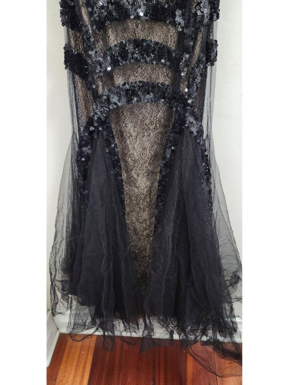 Royal Queen Collection Black Sequin Mermaid Gown Formal Evening Prom Dress Sze 8 - Picture 5 of 16